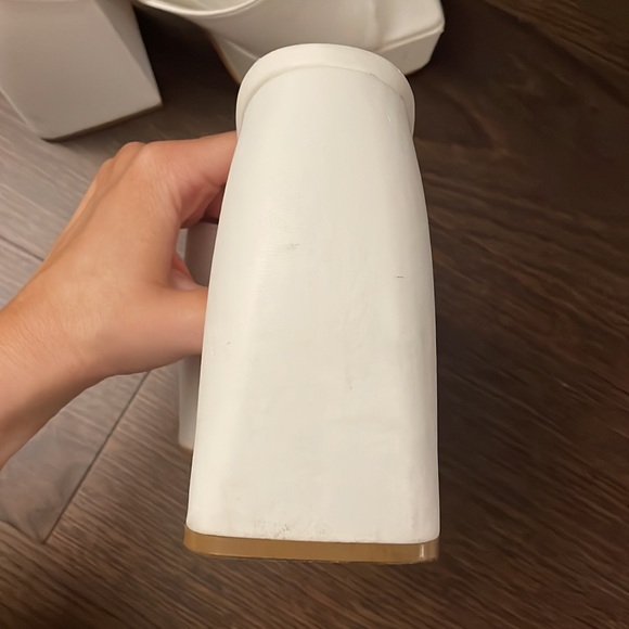 PLT Prettylittlething White Pu Square Toe Extreme Platform Heel Mules - Picture 10 of 11